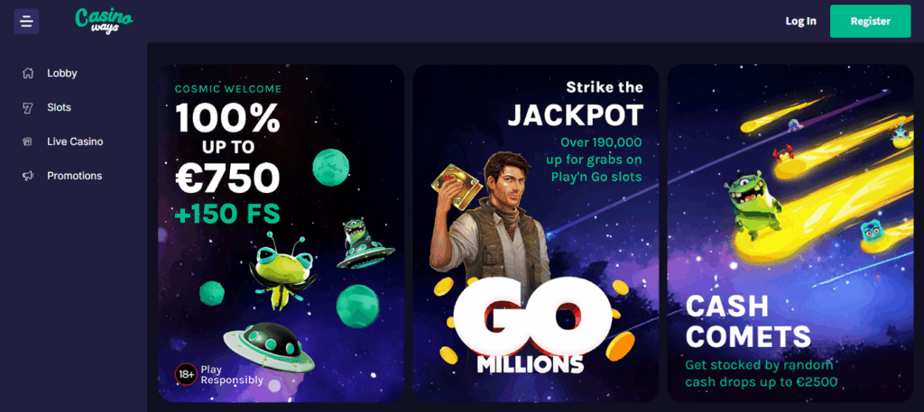 Casinoways Casino screenshot from the homepage